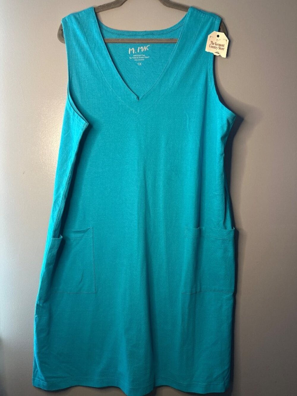 M. Mac for the Vermont Country Store Dress size 1x side pockets 100 % cotton